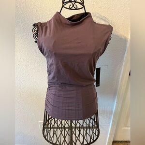 NWT. Nicole Miller. Purple rouched sleeveless shirt